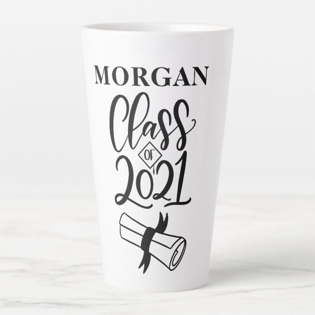 Abschluss Name Personalisierte Latte-Tasse Milchtasse (Vorderseite)
