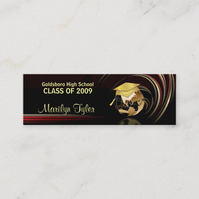 Abschluss-Namenskarten - Klasse von 2009 - Gold Telefonnummerkarte (Vorderseite)