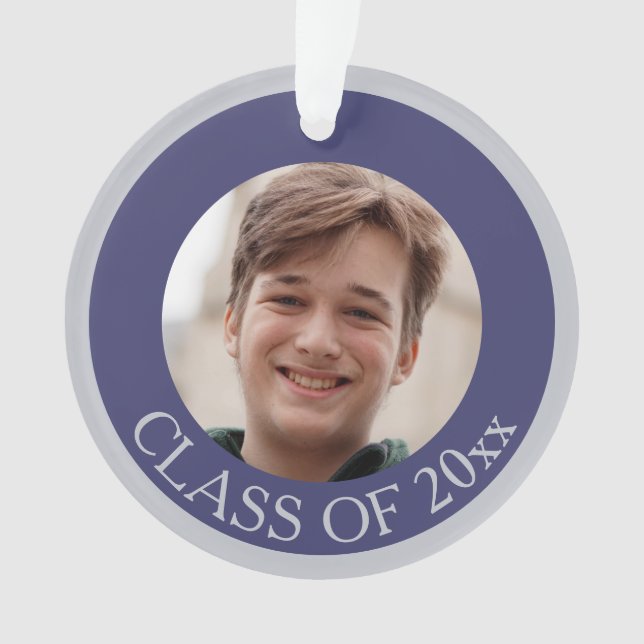 Abschluss Navy Blue Senior Picture Keepake Ornament (Vorderseite)