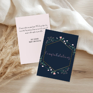Abschluss Navy Blue und Pink Floral Karte
