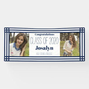 Abschluss Navy White Geometric Banner