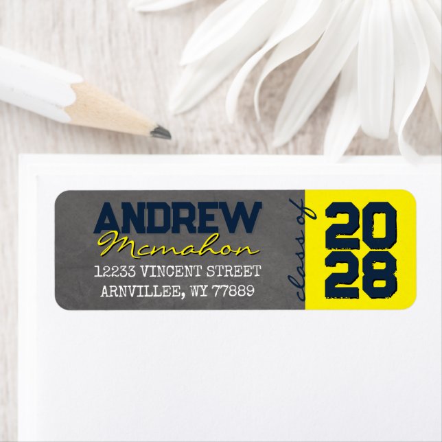 Abschluss Navy & Yellow Chalkboard (Insitu)