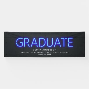 Abschluss Neon Schwarz-weißes Foto Modernes Party Banner