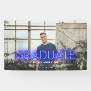 Abschluss neonblau Foto Modernes Party Banner
