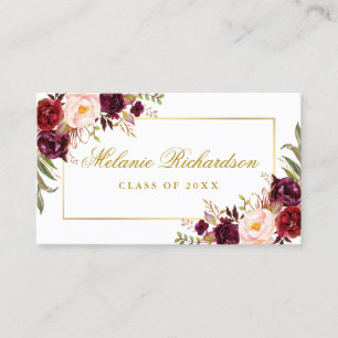 Abschluss Networking Burgund Floral Gold Visitenkarte