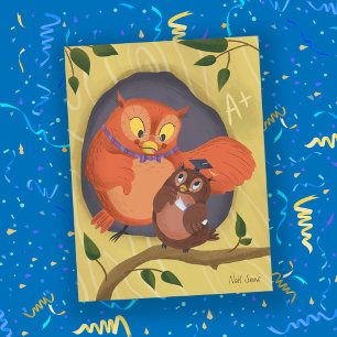 Abschluss Niedlich Owl Black Hat Blank Postkarte