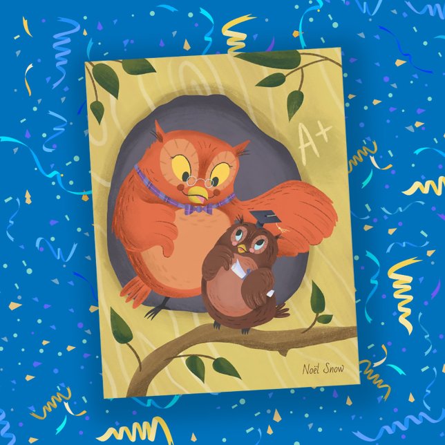 Abschluss Niedlich Owl Black Hat Blank Postkarte (Von Creator hochgeladen)