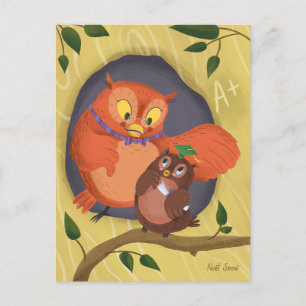 Abschluss Niedlich Owl Green Hat Blank Postkarte