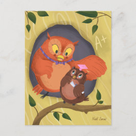 Abschluss Niedlich Owl Pink Hat Blank Postkarte