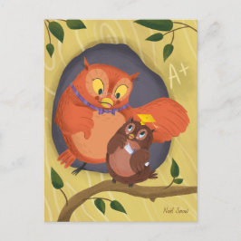 Abschluss Niedlich Owl Yellow Hat Blank Postkarte