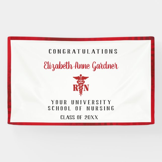 Abschluss Nurse Caduceus Red Satin Border Banner (Horizontal)