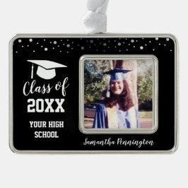 Abschluss One Foto Confetti Rahmen-Ornament Silber