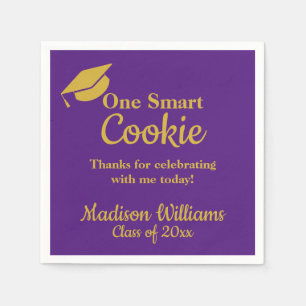 Abschluss One Smart Cookie Party Lila & Gold Serviette
