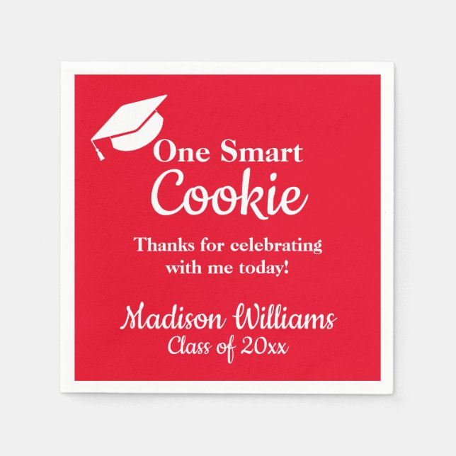 Abschluss One Smart Cookie Party Red Grad Paper Serviette (Vorderseite)