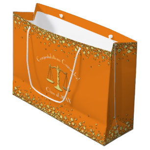 Abschluss Orange Gold Große Geschenktüte