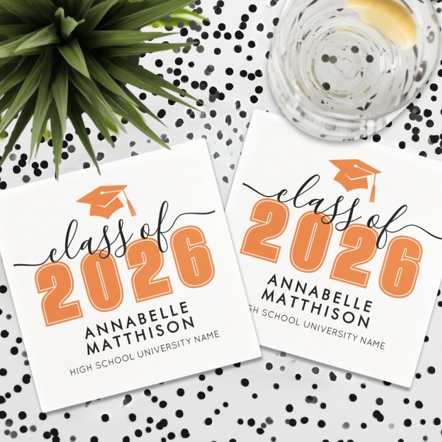 Abschluss Orange Graduierung Serviette (Graduate OrangeGraduation Napkins)