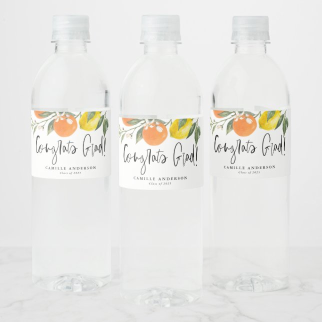 Abschluss Orange und Lemons Herzlichen Glückwunsch (Flaschen)
