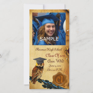 ABSCHLUSS OWL PARCHMENT BROWN WAX SIEGEL MONOGRAM ANKÜNDIGUNG