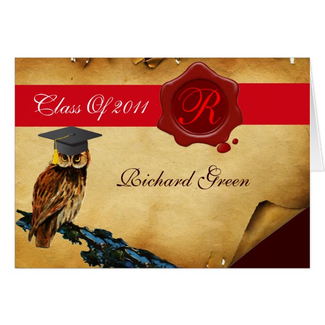 ABSCHLUSS OWL PARCHMENT RED WAX SIEGEL MONOGRAM (Vorderseite (Horizontal))