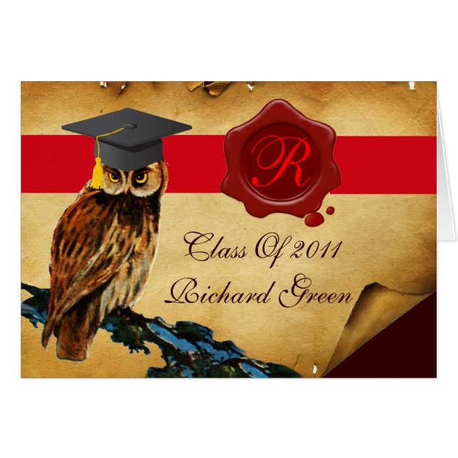 ABSCHLUSS OWL PARCHMENT RED WAX SIEGEL MONOGRAM (Vorderseite (Horizontal))