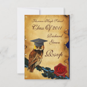 ABSCHLUSS OWL PARCHMENT RED WAX SIEGEL MONOGRAM ANKÜNDIGUNG
