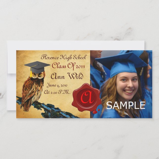ABSCHLUSS OWL PARCHMENT UND ROTES WAX SIEGEL MONOG ANKÜNDIGUNG (Vorderseite)