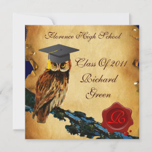 ABSCHLUSS OWL PARCHMENT UND ROTES WAX SIEGEL MONOG EINLADUNG