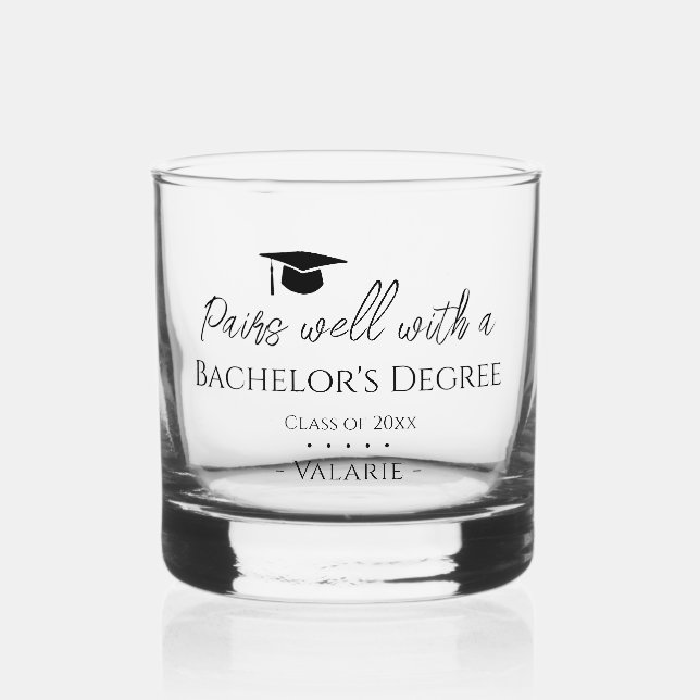 Abschluss paart sich gut Bachelor-Whiskey-Glas Whiskyglas (Vorderseite)