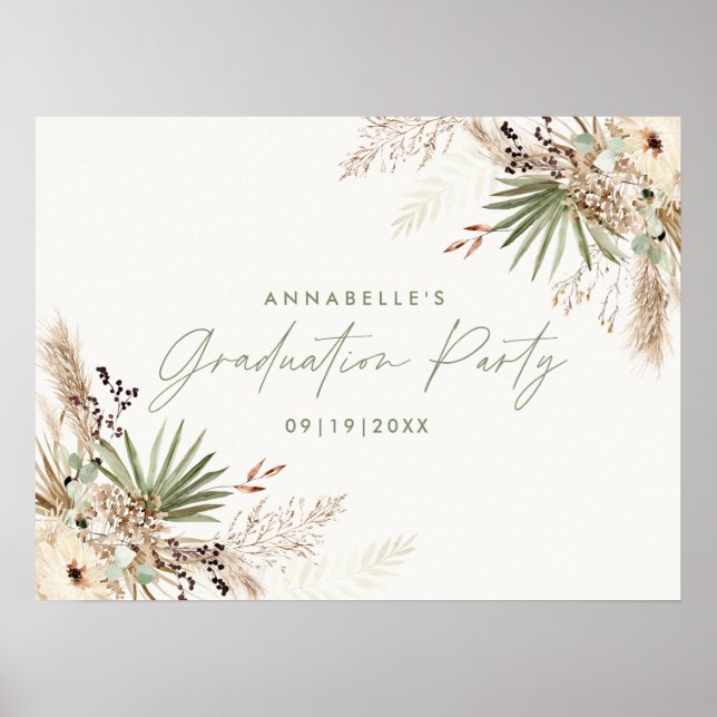 Abschluss Pampas botanisch modern elegant Poster (Vorne)