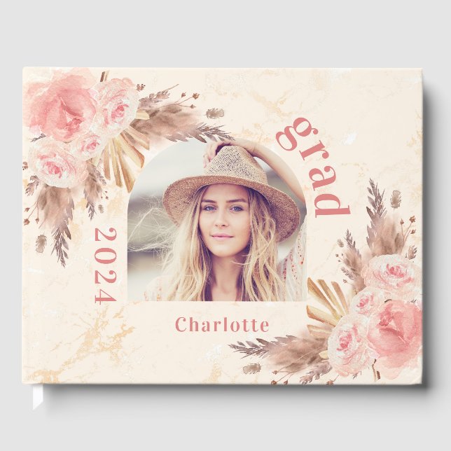 Abschluss Pampas Gras Rose Goldfloralen 2025 Gästebuch (Vorderseite)