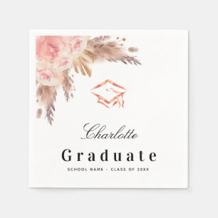 Abschluss-Pampasgras rose-goldfarbener Floral Cap Serviette