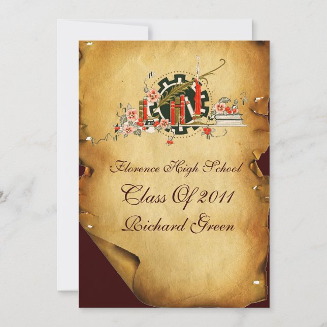 ABSCHLUSS PARCHMENT RED WAX SIEGEL MONOGRAM EINLAD EINLADUNG (Vorderseite)
