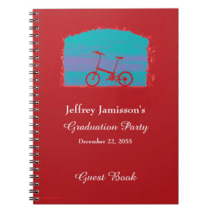 Abschluss-Party-Gast-Buch, rotes Fahrrad Notizblock
