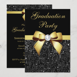 Abschluss-Party-ImitatSequins beugen schwarzes Einladung
