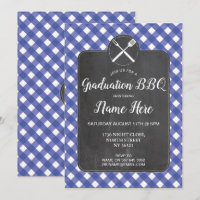 Abschluss-Party laden blaue Gingham GRILLEN Kreide