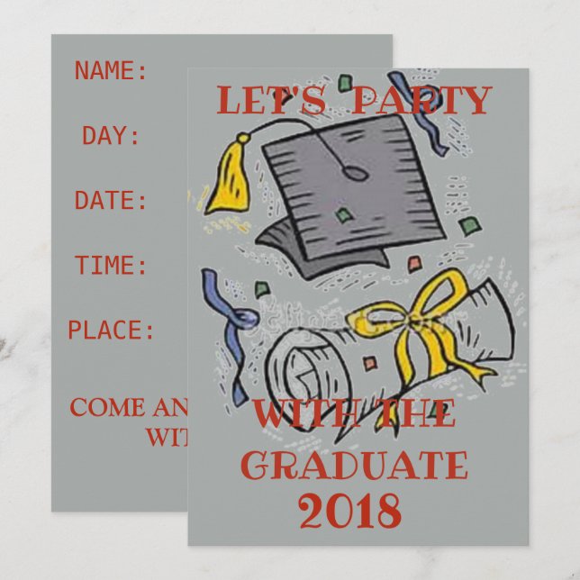 ABSCHLUSS-PARTY LADEN EIN EINLADUNG (Vorne/Hinten)