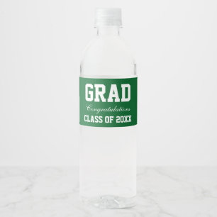Abschluss-Party-Wasser-Flasche beschriftet Grün