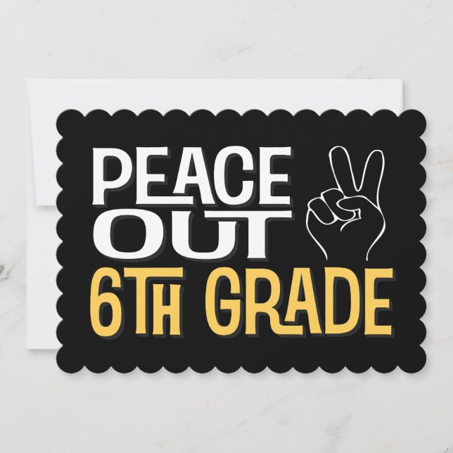 Abschluss Peace Out 6. Klasse Party Einladung (Vorderseite)