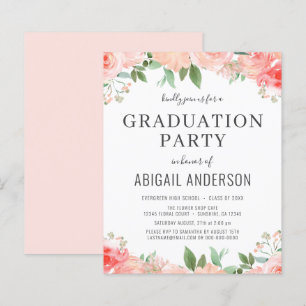 Abschluss Peach Coral Floral Einladung