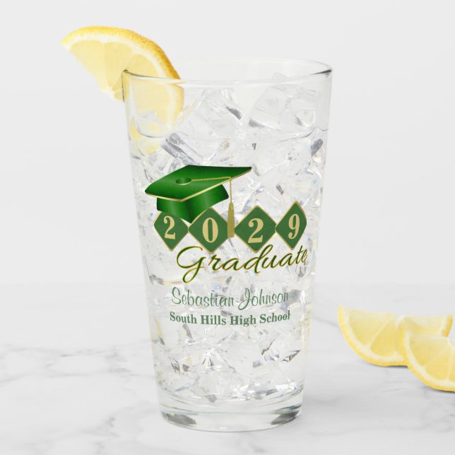 Abschluss Personalisiert Green & Gold 20XX Glas (Vorderseite Ice)