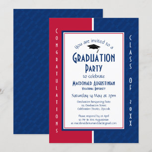 ABSCHLUSS Personalisiert Red White Blue Graduate Einladung