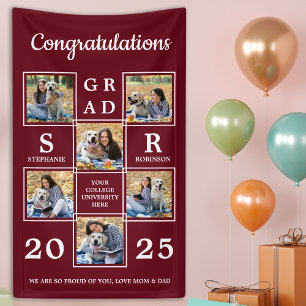 Abschluss Personalisierte Fotocollage Burgundy Banner