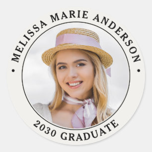 Abschluss Personalisierter Name Jahr Foto C Runder Aufkleber