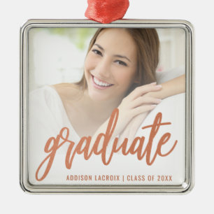Abschluss-Personalisiertes Foto Rose Gold Schrift Ornament Aus Metall