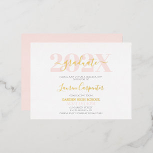 Abschluss Pink Blush und Gold-Folie Einladung