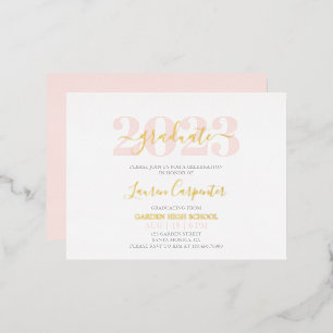 Abschluss Pink Blush und Gold-Folie Einladung