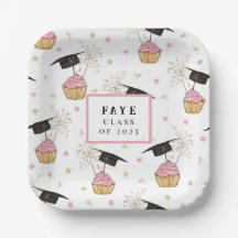 Abschluss Pink Cupcake Personalisiert Paper Teller