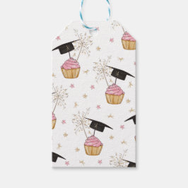 Abschluss Pink Cupcake Sparkler Gefallen oder Geschenkanhänger