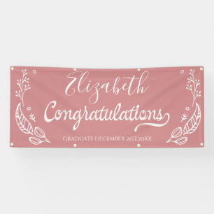 Abschluss Pink Elegante Chic Herzlichen Glückwunsc Banner