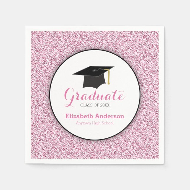 Abschluss Pink Imitats Glitzer Serviette (Vorderseite)